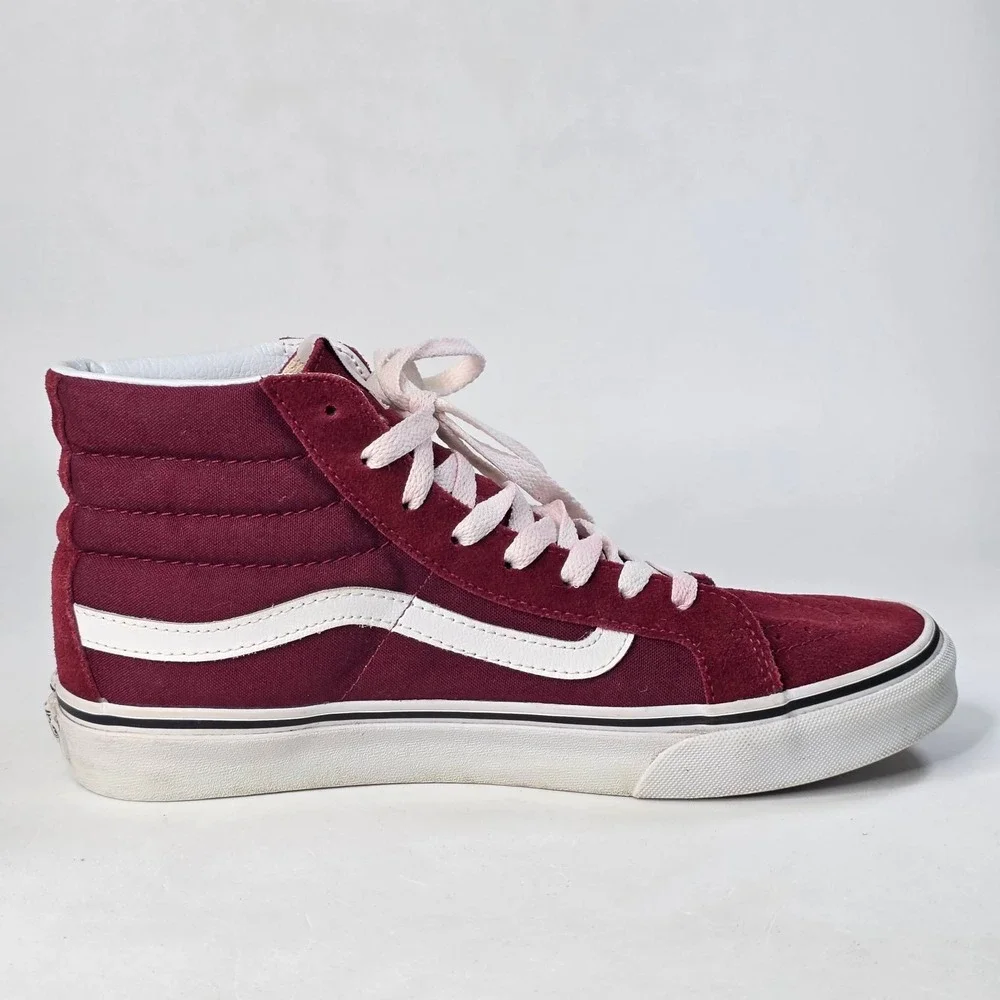 Vans Sk8-Hi Burgundy Maroon Suede Canvas High Top Sneakers Men's 7.5 Women's 9